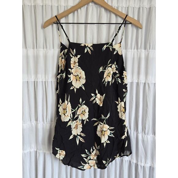 Fifteen Twenty Womens Small Floral Black Tank Top Spaghetti Strap - Picture 2 of 7